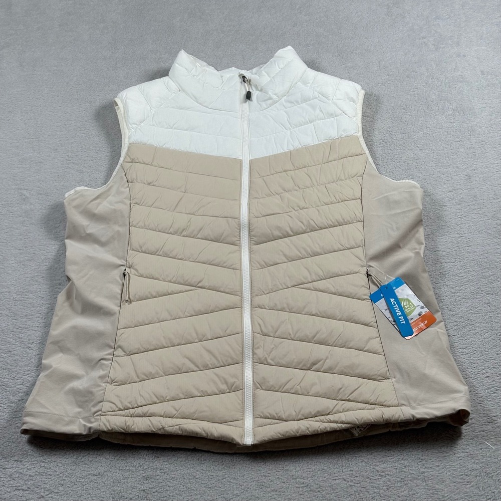 Columbia Powder Pass III Hybrid Vest Womens Insulated White Beige New XXL